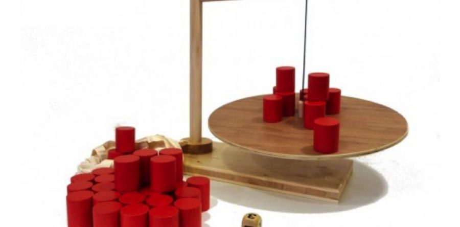 Jeu en bois : Ziboum géant (jeu à bascule)
