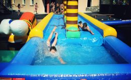 location du ventriglise Palmiers double pistes, jeu d’eau gonflable pour enfants et adultes sur Toulouse et toute la France proposé par id2loisirs