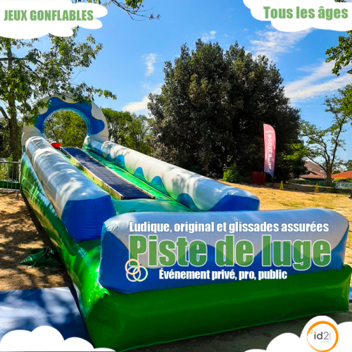 id2loisirs propose la piste de luge gonflable en location, activité pour les enfants, les ados et les adultes sur Toulouse et toute la France