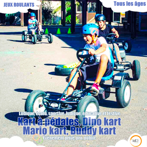 Amusez-vous comme des fous avec des courses de kart à pédales, Dino kart, Mario kart, Buddy kart