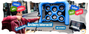Challenge et précision, le tir archery interactif ou ou ips archery en petit groupe ou en grand nombre. Le tir à l'arc interactif pour les enfants et les adultes, sur le lieu de votre choix, sur toute la France