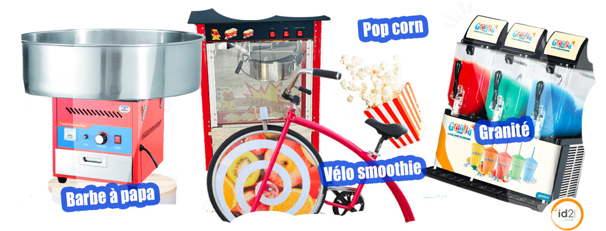 Vous souhaitez agrémenter votre événement avec une activité confiserie type barba à papa, popcorn, granité, smoothies ? Contactez-nous !