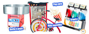 Vous souhaitez agrémenter votre événement avec une activité confiserie type barba à papa, popcorn, granité, smoothies ? Contactez-nous !