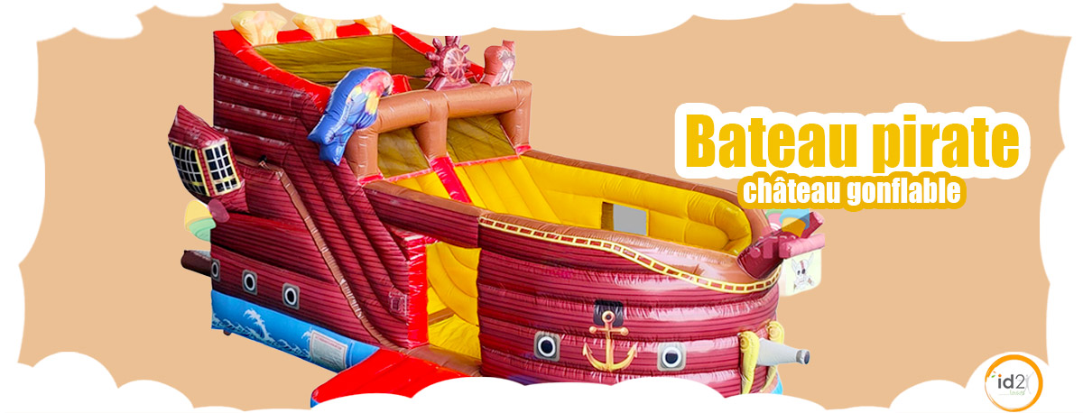 Embarquez pour une aventure pleine de rebondissements avec le bateau pirate gonflable ID2Loisirs ! Avec son décor immersif et son grand toboggan intégré, cette structure transporte les enfants dans l’univers fascinant des pirates, entre exploration, jeux et glissades.