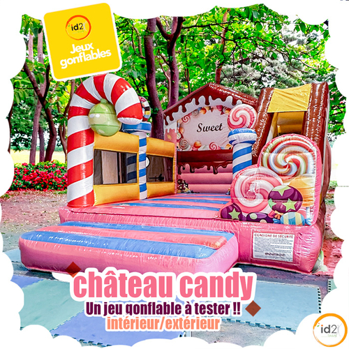 Nouveauté ! Château gonflable Candy ! Les enfants sont dans un environnement de friandises colorés ! Des bonbons grandeur nature !