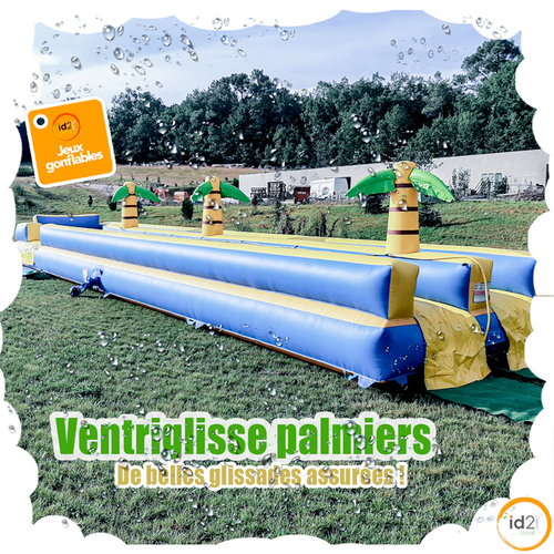 🤩 Ventriglisse palmiers ! 🎉 De belles glissades assurées. Id2 loisirs propose des activités jeux d'eau gonflables pour les particuliers et les collectivités sur Toulouse, Midi-Pyrénées et toute la France. Les jeux d'eau gonflables sont proposés à tous les âges, à partir de 3 ans et également aux enfants, adolescents et adultes.